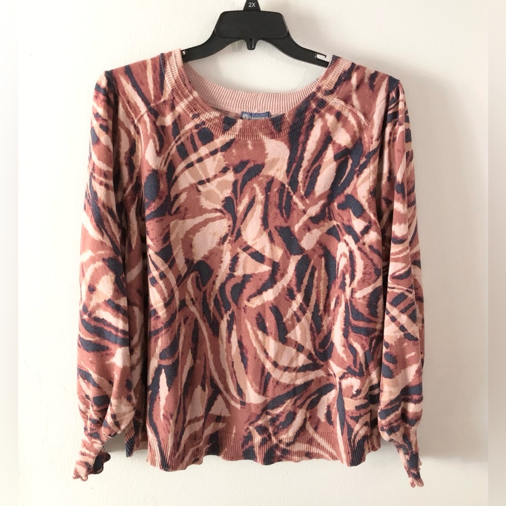 Democracy Abstract Print Pullover Sweater Plus Size 3X Fall Animal Print